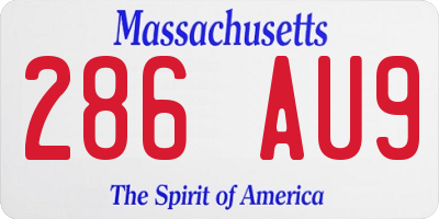 MA license plate 286AU9