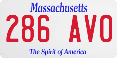 MA license plate 286AV0