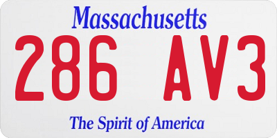 MA license plate 286AV3