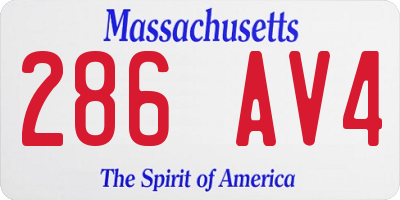 MA license plate 286AV4
