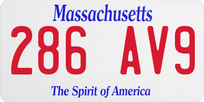 MA license plate 286AV9