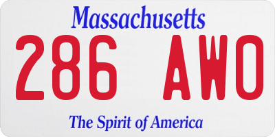 MA license plate 286AW0