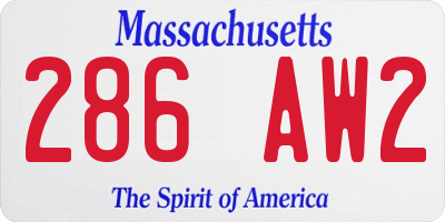MA license plate 286AW2
