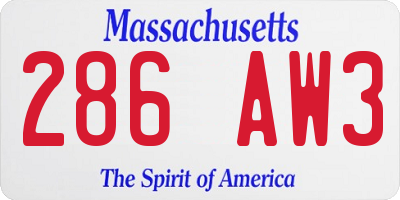 MA license plate 286AW3