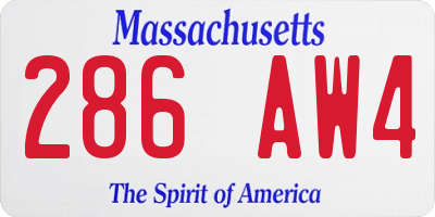 MA license plate 286AW4