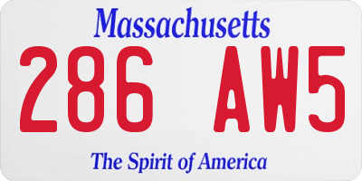 MA license plate 286AW5