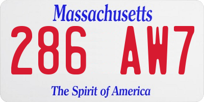 MA license plate 286AW7