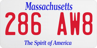 MA license plate 286AW8