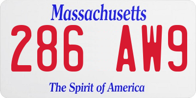 MA license plate 286AW9