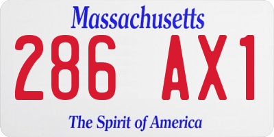 MA license plate 286AX1
