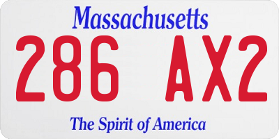 MA license plate 286AX2