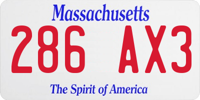 MA license plate 286AX3