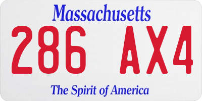 MA license plate 286AX4