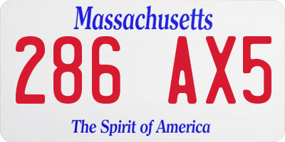 MA license plate 286AX5
