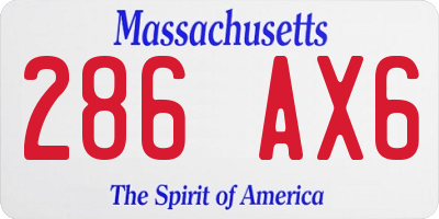 MA license plate 286AX6