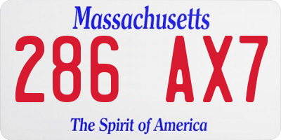 MA license plate 286AX7