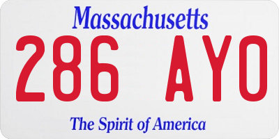 MA license plate 286AY0