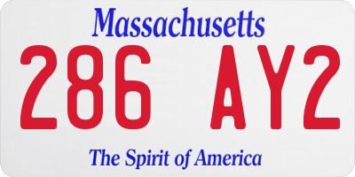 MA license plate 286AY2