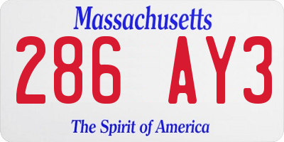 MA license plate 286AY3