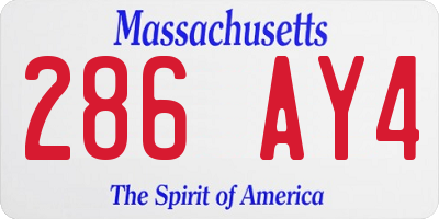 MA license plate 286AY4