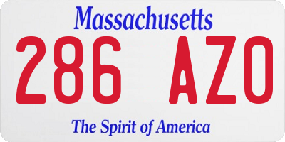 MA license plate 286AZ0
