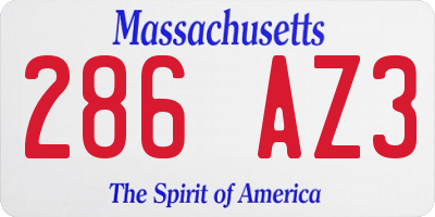 MA license plate 286AZ3