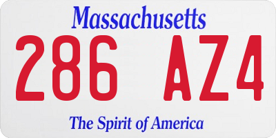 MA license plate 286AZ4