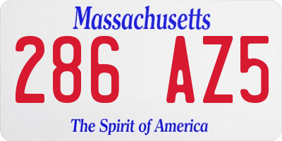 MA license plate 286AZ5