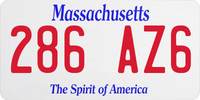 MA license plate 286AZ6