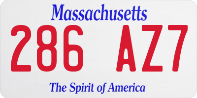 MA license plate 286AZ7