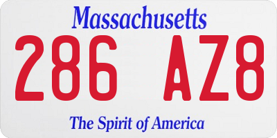 MA license plate 286AZ8