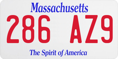 MA license plate 286AZ9