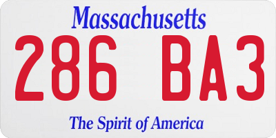 MA license plate 286BA3