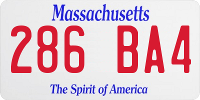 MA license plate 286BA4
