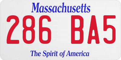 MA license plate 286BA5