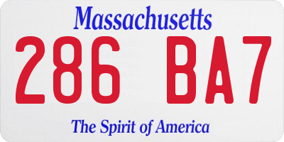 MA license plate 286BA7