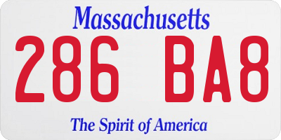 MA license plate 286BA8