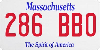 MA license plate 286BB0