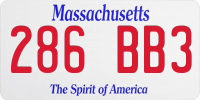 MA license plate 286BB3