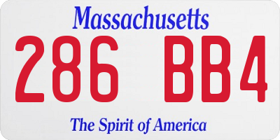 MA license plate 286BB4