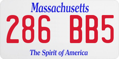 MA license plate 286BB5