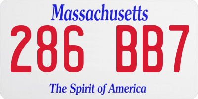 MA license plate 286BB7
