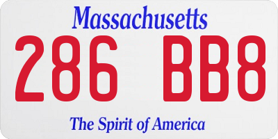 MA license plate 286BB8