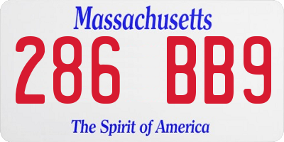 MA license plate 286BB9
