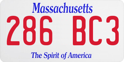MA license plate 286BC3