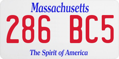 MA license plate 286BC5