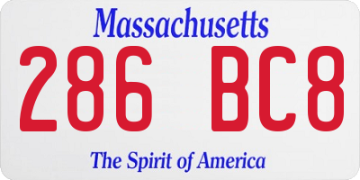 MA license plate 286BC8