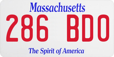 MA license plate 286BD0