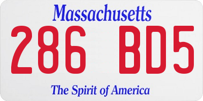 MA license plate 286BD5
