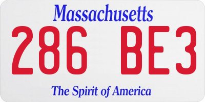 MA license plate 286BE3